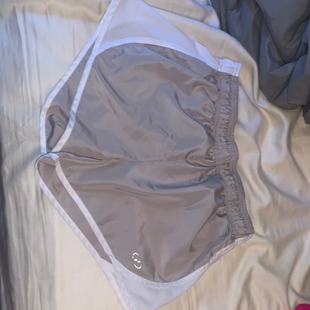 Beige & White Athletic Shorts